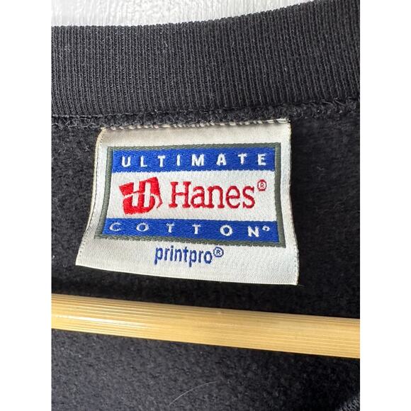 Black Smiley Face Embroidered Crewneck Long Sleeve Sweatshirt Size Large - Picture 5 of 6